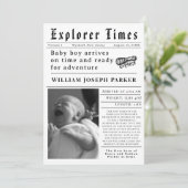 Faire-part Explorer Times Naissance Nouveau-Né (Debout devant)
