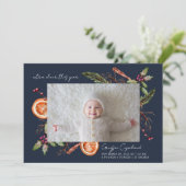Faire-part Extra Cheer Blue Holiday Baby Photo Naissance (Debout devant)