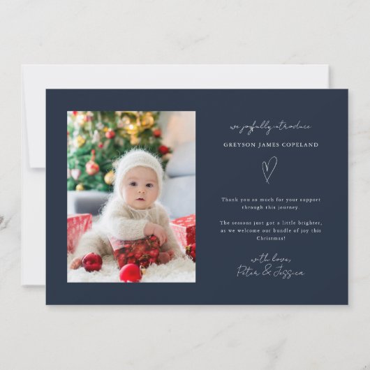 Faire-part Extra Cheer Blue Holiday Baby Photo Naissance (Dos)