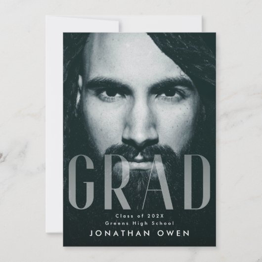 Faire-part Fade douce Grande GRADE Photo Script moderne (Devant)