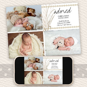 Faire-part Faire adore 4 Photo Boho Herbe de Pampas Naissance