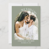 Faire-part Faire annonce de fuite amoureuse vert sage (Devant)