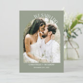 Faire-part Faire annonce de fuite amoureuse vert sage (Debout devant)