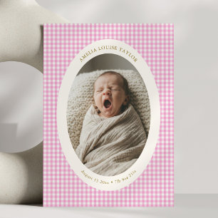 Faire-part Faire annonce de naissance bébé fille ovale en vic