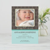 Faire-part Faire Annonce de Naissance :: Bleu Turquoise (Debout devant)