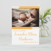 Faire-part Faire annonce de naissance de bébé fille à rayures (Debout devant)