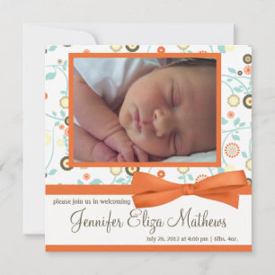 Faire-part Faire Annonce de Naissance de Bébé Fille au Motif