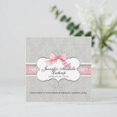 Faire-part Faire annonce de naissance de fille au motif damas (Debout devant)