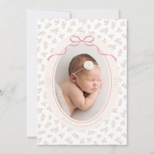 Faire-part Faire Annonce de Naissance Florale Coquette Photo
