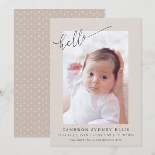 Faire-part Faire Annonce de Naissance Photo Minimaliste Beige