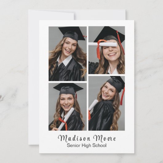 Faire-part Faire annonce de remise de diplôme avec 4 PHOTOS I (Devant)