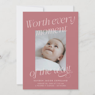 Faire-part Faire Attendre Rose Photo Naissance Moderne