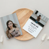 Faire-part Faire Classique Script Stylé Deux Photo Diplômé