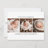 Faire-part Faire Connaître la Photo de Fille de Script de Bie (Dos)