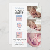 Faire-part Faire-part/carte de remerciements pour bébé (Devant / Derrière)