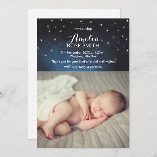 Faire-part Faire-part/carte de remerciements pour bébé (Devant / Derrière)