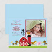 Faire-part Faire part de naissance de bébé garçon avec des an (Devant / Derrière)