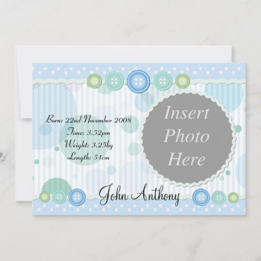 Faire-part Faire part de naissance de garçon (Devant)