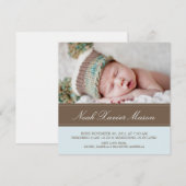 Faire-part Faire part de naissance marron et bleu | Annonce n (Devant / Derrière)