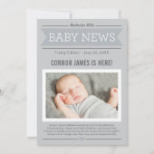 Faire-part Faire part de naissance photo gris moderne pour ga (Devant)