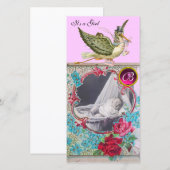 Faire-part Faire part de naissance STORK avec monogramme, rub (Devant / Derrière)