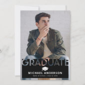 Faire-part Faire simple photo de remise de diplôme noir (Devant)