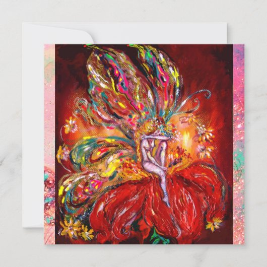 Faire-part FAIRY IN RED jaune rose (Devant)