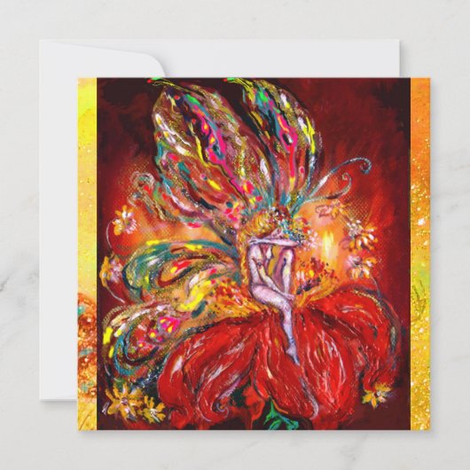 Faire-part FAIRY IN RED jaune vert (Devant)