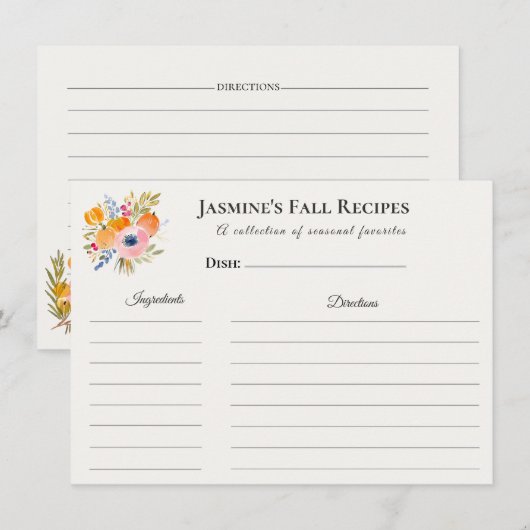 Faire-part Fall Recipe Card – Watercolor Kitchen  (Devant / Derrière)