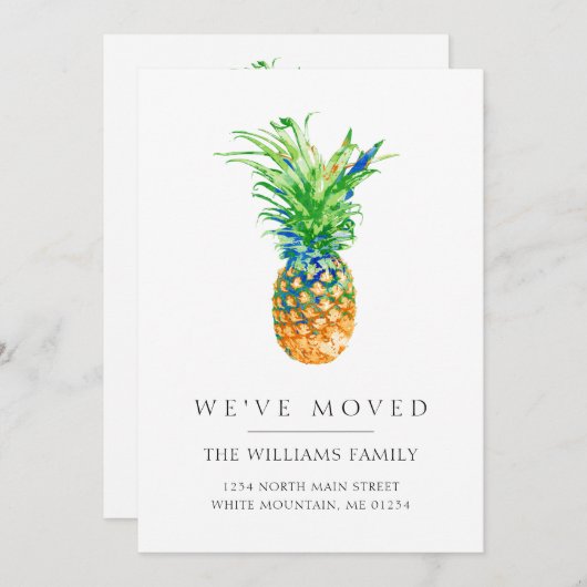 Faire-part Famille d'ananas tropicaux en mouvement (Devant / Derrière)