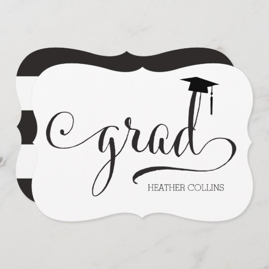 Faire-part Fancy Script Graduation Party (Devant / Derrière)