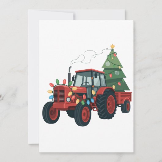 Faire-part Farmer Tractor Xmas Tracteur d'éclairage Noël (Devant)