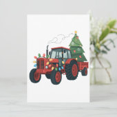 Faire-part Farmer Tractor Xmas Tracteur d'éclairage Noël (Debout devant)