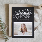 Faire-part Faux Chalkboard Rustique Script Photo Graduation