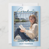 Faire-part Faux Glossy Light Blue Graduation (Devant)