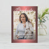 Faire-part Faux Glossy Vin foncé Red Graduation (Debout devant)