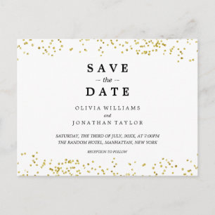 Faire-part Faux Gold Confetti   Enregistrer La Carte Postale 