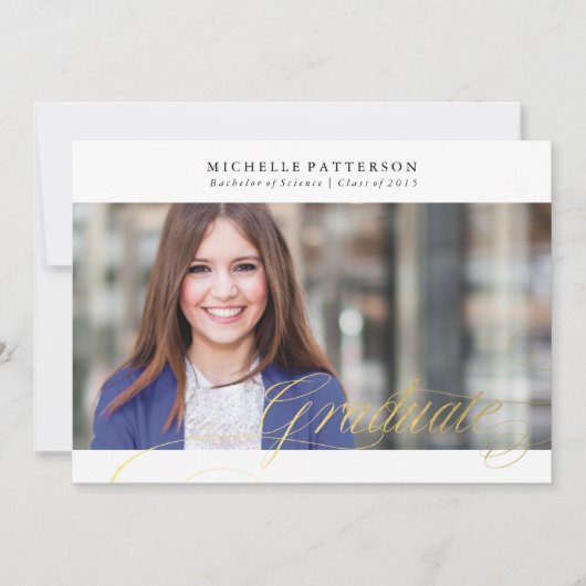 Faire-part Faux Gold Foil Élégant Gradué (Devant)
