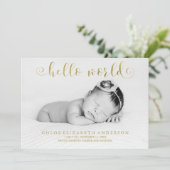 Faire-part Faux Gold Foil Typographie Photo Bébé Annonces (Debout devant)