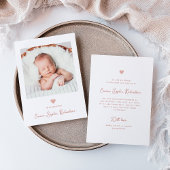 Faire-part Faux photo doux et simple Rose Coeur rose naissanc