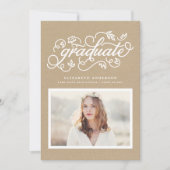 Faire-part Faux Script Kraft Papier Rustique Script Graduatio (Devant)