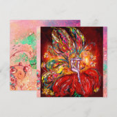 Faire-part FÉE EN ROSE jaune vert rose (Devant / Derrière)