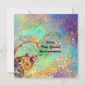 Faire-part FÉE EN ROUGE jaune vert bleu (Dos)