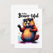 Faire-part Feeling Beaver-tiful - Funny Beaver Graphic (Devant / Derrière)