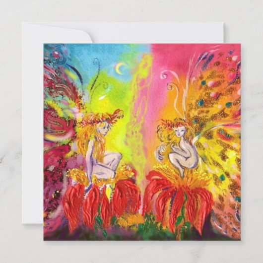 Faire-part FÉES DE L'AUBE ,Paillettes d'or magiques (Devant)