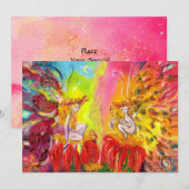 Faire-part FÉES DE L'AUBE ,Paillettes d'or magiques (Devant / Derrière)