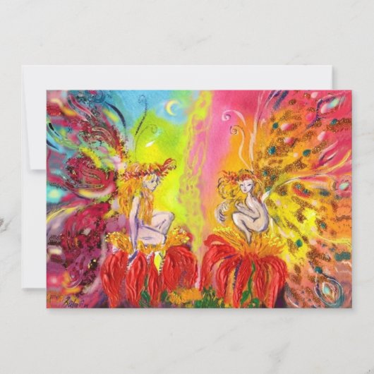 Faire-part FÉES DE L'AUBE ,Paillettes dorées magiques (Devant)