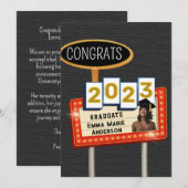 Faire-part Félicitations 2023 Diplômé Affichage Rétro Noir et (Devant / Derrière)