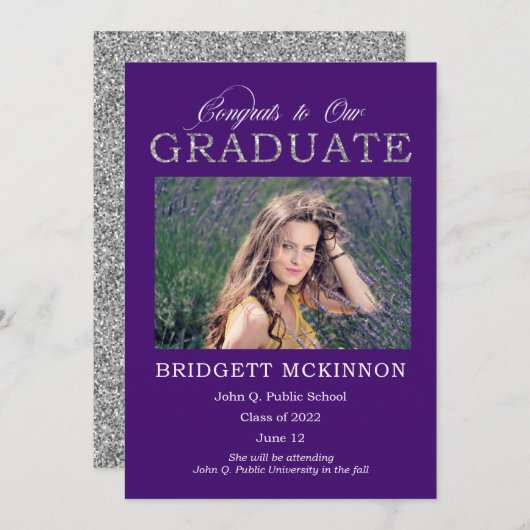 Faire-part Félicitations à nos diplômés Parties scintillant d (Devant / Derrière)
