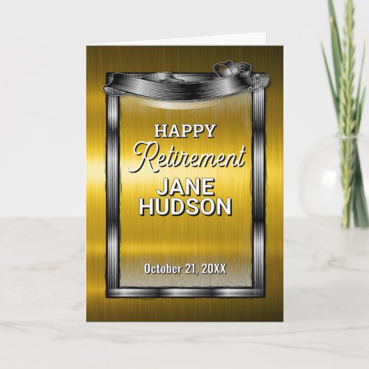 Faire-part Félicitations Bonne Retraite Noir et Or (Devant)